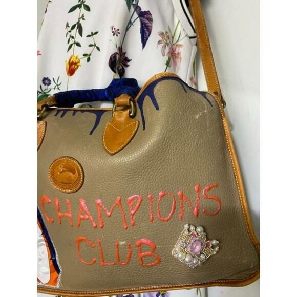 Dooney And Bourke Vintage Large Customized Blue Brown Leather Cross Body… - Picture 7 of 12